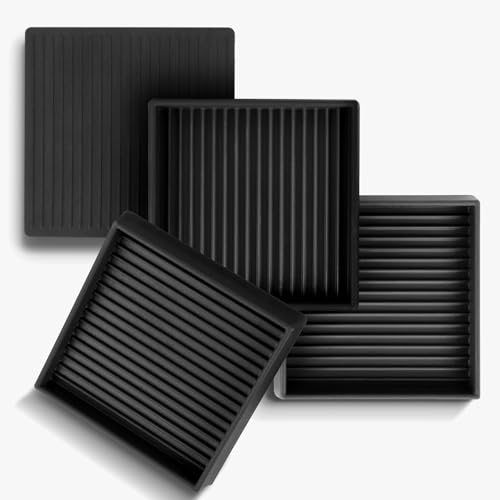 xxxHOLIC Heavy Duty Non Slip Furniture Pads – 3”x 3” Black Square (Set of 4) – Thick 0.2” Natural Rubber Grippers – No Adhesive Furniture Leg Stoppers for Hardwood Floors, Couch & Bed Anti Slide Cups - color: Black, size: 3"*3"Square