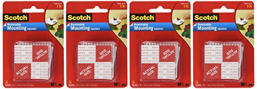 Scotch Removable Mounting Squares, 1 in x 1 in, 64 Count, Double-Sided Foam Tape for Damage-Free Wall Mounting
