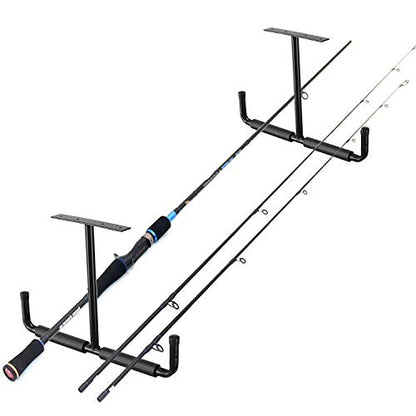 Ihomepark Overhead Garage Storage Hooks, Heavy Duty Ceiling Mounted Garage Utility Hanging Rack for Lumber Bike Tools, Black - size: 2 Pack