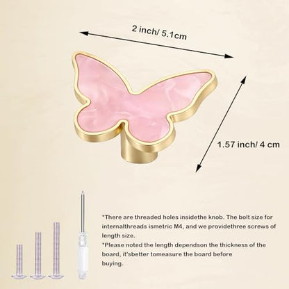 Gold Cabinet Knobs, Brushed Bow Drawer Pulls, Gold Knobs for Dresser Drawer Cupboard Furniture Closet Wardrobe Door Knobs Handles (Butterfly Shape- 6 Pack) - style: Butterfly Shape- 6 Pack