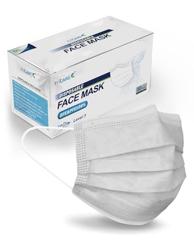 FriCARE Disposable Face Masks, 3-Ply ASTM Level 3 Medical Grade, FSA/HSA Eligible, Breathable & Comfortable for Allergy/Sun Protection, 50 Pack Gray - color: Gray