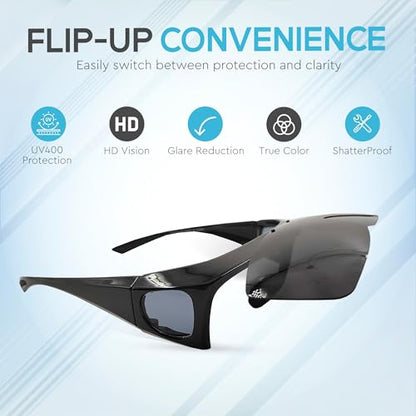 LASIK Recovery Sunglasses – UV400 Dark Glasses for Eye Surgery & Light Sensitivity | Fit-Over Flip-Up Protective Eyewear