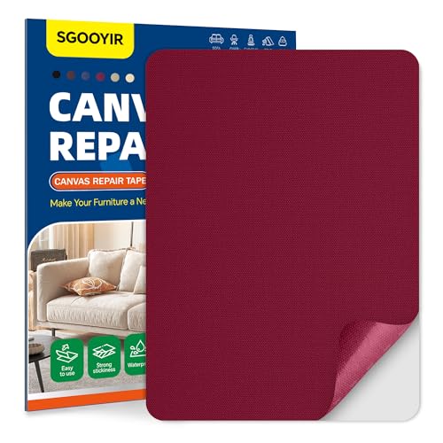 Self-Adhesive Canvas Repair Tape, 8.3" x 11" Waterproof Canvas Repair Patch, Fabric Patch Repairs Kit for Furniture, Tents, Sunbrellas, Boat Covers Awnings, Couches, Clothes, Bags Burgundy - color: Burgundy, size: 8.3" x 11"
