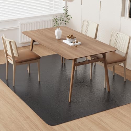 Area Floor Mat for Home, 8'×10' Large Black No Slip Waterproof Vinyl Area Rug for Dining Room, Spill Resistant Hard Floor Protector Cover for Mud Room, Easy Clean Splat Mat for Under High Chair - color: Black, size: 8' x 10' (Rectangular)