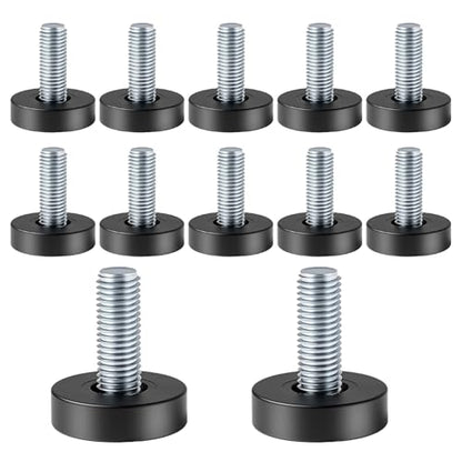 1/4" Thread Leveling Feet, 12 PCS Furniture Levelers, Adjustable Furniture Feet Threaded Screw in, Table Levelers for Adjusting Individual Cabinet Legs - size: 1/4"-20 UNC Thread