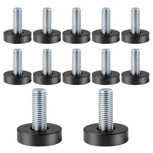 1/4" Thread Leveling Feet, 12 PCS Furniture Levelers, Adjustable Furniture Feet Threaded Screw in, Table Levelers for Adjusting Individual Cabinet Legs - size: 1/4"-20 UNC Thread