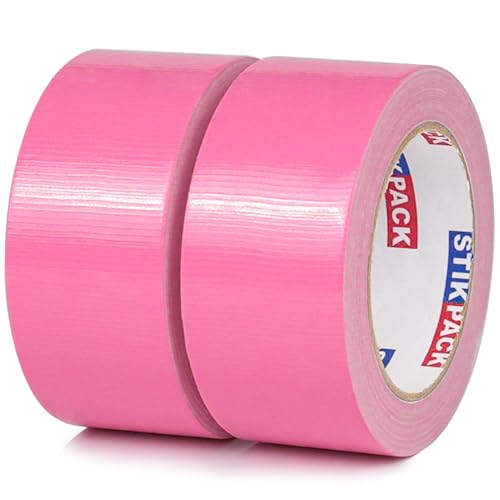 2 Rolls Pink Duct Tape, Heavy Duty Strong Industrial Colored Duct Tape 9mil x 2inch x 25yds Flexible, No Residue, Waterproof and Tear by Hand, Multi-Use for Indoor & Outdoor Repairs - color: Pink