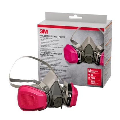 3M P100/OV Odor/Particulate Multi-Purpose Reusable Respirator 65021, NIOSH-APPROVED Organic Vapor Cartridge, Medium - size: Medium