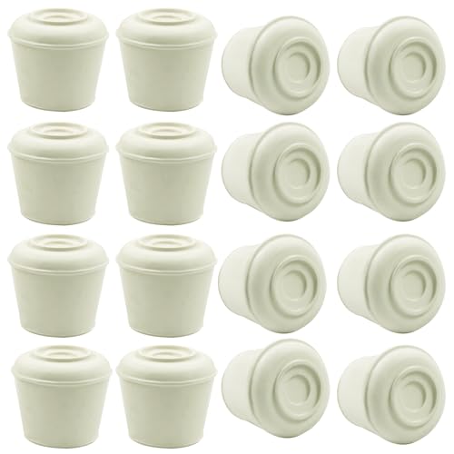 16pcs 3/4 Inch Round Chair Leg Tips Caps, Non-Slip Rubber Chair Leg Floor Protectors, White Furniture Leg Caps Fit for 0.7"-0.75" (18-19mm) Diameter Round Feet - size: 3/4 Inch-White