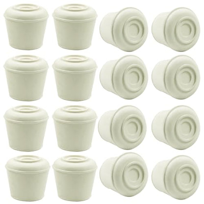 16pcs 3/4 Inch Round Chair Leg Tips Caps, Non-Slip Rubber Chair Leg Floor Protectors, White Furniture Leg Caps Fit for 0.7"-0.75" (18-19mm) Diameter Round Feet - size: 3/4 Inch-White