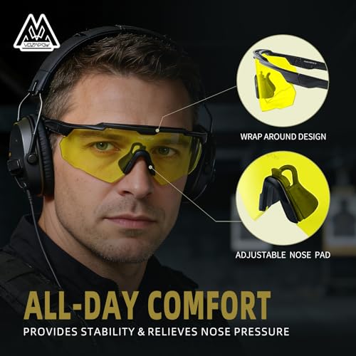 Shooting Glasses Anti Fog with High Definition Lenses, ANSI Z87+ Certified Tactical Safety Glasses for Men Women - color: A3-yellow