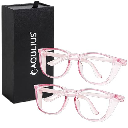 Aqulius 2 Pack Stylish Safety Glasses Goggles, Scratch Resistant, Safety Glasses for Women, Blue Light, Glasses for Nurses - color: Pink/Pink