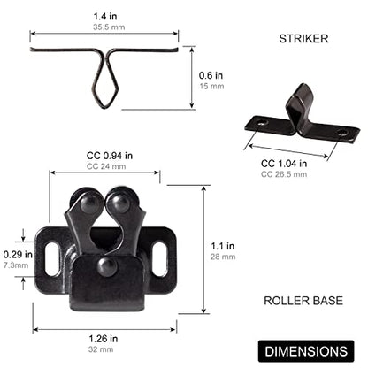 Keenkee 8 PCS Cabinet Latch Double Roller Catch Hardware for Cupboard Closet Cabinet Door Latches and Catches, Black Nickel - color: BlackNickel 8ps