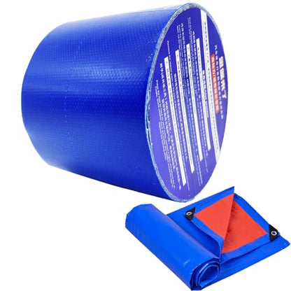 Tarpaulin Repair Tape, 3.15IN*16.4FT Blue Waterproof Tarp Repair Tape Patch, Heavy Duty RV Covers Tent Repair Tape for Truck Camper Travel Trailer Boat Covers - color: Blue