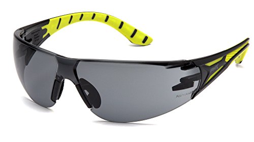Pyramex Endeavor Plus Safety Glass Black/Gray Frame With Foam Padding Clear H2MAX Anti-fog Lens - color: Gray Lens/ Black-green Frame, style: Standard