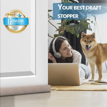 SYIPO Triangle Door Draft Stopper，35.4" Weighted Under Door Draft Blocker Bottom Door Seal Noise & Air，Interior Sound Proof Door Snake Draft Insulation Stopper | Warm in Winter & Cool in Summer，Gray