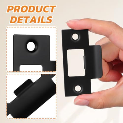 SEWACC 4pcs Door Lock Strike Plate Door Latch Restorer Universal Security Striker, 2.75 Inch Stainless Steel Security Reinforcement Plate Deadbolt Cover Repair Kits to Fix Latch Sticking