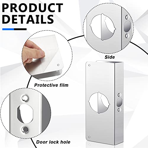 Dunzy 1 Pack 1-3/8 Inch x 9 Inch Door Reinforcement Plate 2-1/8" Thick Stainless Steel Lock and Door Reinforcer Security to Repair Home Wood Metal Knob/Lock/Latch/Deadbolt, Silver