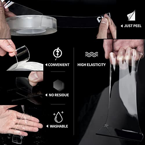 Art3d Double-Sided Mounting Tape (10FT), Multipurpose Removable Adhesive Foam Tape, Transparent, Household - size: 1/24" x 1/2" x 10'