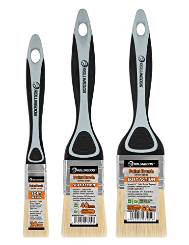 ROLLINGDOG Paint Brush Set - Soft Paint Brush for Walls,Smooth Surfaces,Furniture,DIY Detail Painting (3 PC Pack, 20mm, 40mm, 50mm) - color: Soft Paint Brush Set 20mm 40mm 50mm