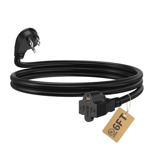 LUCKY TL Indoor Outdoor Extension Cord, 16/3 Gauge Black Short Extension Cord 6ft, Waterproof Flexible Case, Made in Pure Copper, 13A 1625W 16AWG SJTW, 3 Prong Heavy Duty Wire, UL - color: Black, size: 6FT