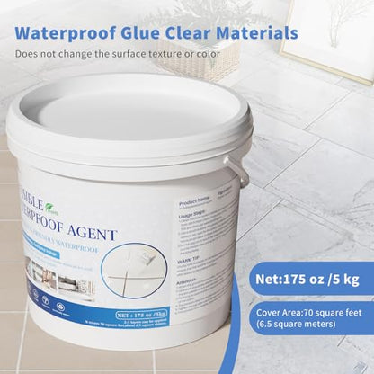 Transparent Waterproof Coating 175 Oz (5 KG), Invisible Waterproof Agent, Water-Based Repairing Leak Water Proof Glue, Indoor & Outdoor Liquid Sealant - style: 175 OZ