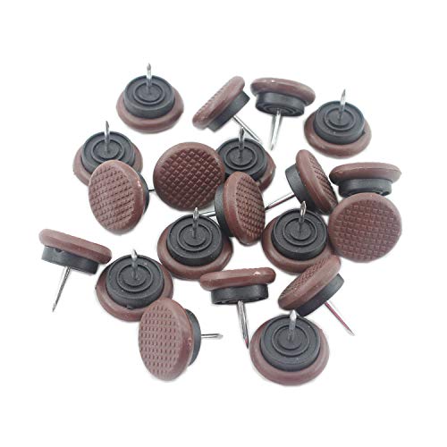 50pcs Round Heavy Duty Nylon Furniture Pads,Ulifestar Nail On Furniture Sliders Hardwood Floor Protectors for Chair Table Desk Desser Cabinet Sofa Couch Leg Feet Non Slip Glides Dia 27mm(Brown) - color: Brown, size: DIA27MM/1''