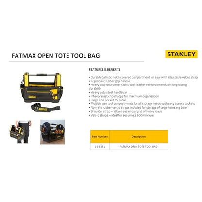 Stanley 1-93-951 Fatmax Open Tote Tool Bag, 48cm x 25cm x 33cm