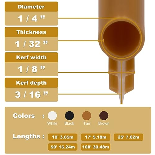 Window Weatherstrip Seal 1/4" Bulb Bubble Kerf Mount Bulb Gasket Window Weather Stripping Kerf - 4 Colors and 5 Length Options (100', Tan) - color: Tan, size: 100 Feet
