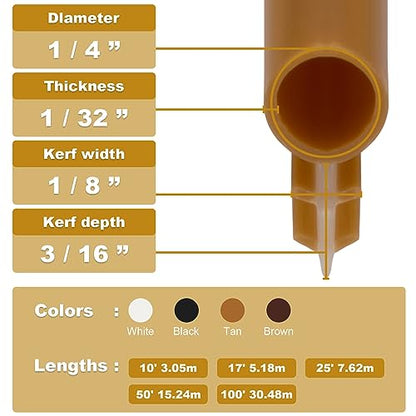 Window Weatherstrip Seal 1/4" Bulb Bubble Kerf Mount Bulb Gasket Window Weather Stripping Kerf - 4 Colors and 5 Length Options (17', Tan) - color: Tan, size: 17'