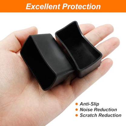 20Pcs Rectangle Furniture Leg Caps 1" x 1-3/4" (25 x 45mm) - Black Rubber Chair Leg Caps Covers Floor Protectors for Chair, Table - size: 25×45mm