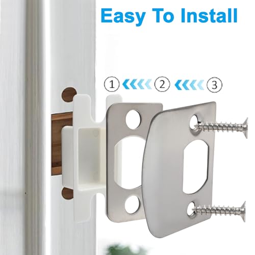2Sets Door Lock Strike Plate Stainless Steel Door Lock Latch Restorer with Spacer Shim Box and Screws Door Strike Plate Replacement Repair Kits for Home Office Door Frame Repair,Satin Nickel