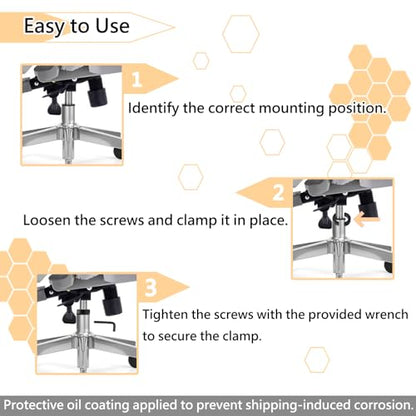 Jayen Steel Office Chair Sagging Fix Clamp - Heavy Duty Height-Lock Bracket for Failed Gas Cylinder, Prevents Chair Sinking (No Replacement Needed) - 2 Pack