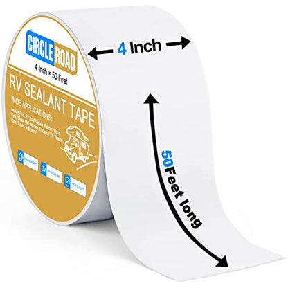 CircleRoad RV Roof Tape White 2 Pack, 4 Inch X 50 Feet RV Repair Sealant Tape, Stop Camper Roof Leaks, UV-Resistant, Weatherproof and Reliable for Camper, Trailer, Boat (4In-50FT 2Pack) - style: 4In-50FT 2 Pack