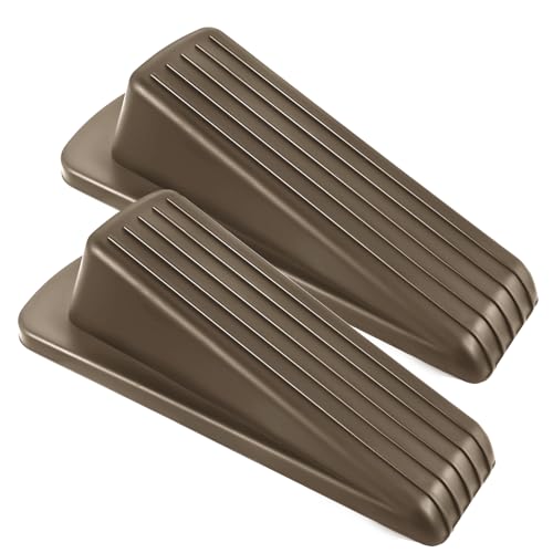 JZWBLILY Door Stoppers for Bottom of Door on Floor, Premium Rubber Door Stopper Wedge, Floor Sturdy Stackable Door Stops for Carpet Heavy Duty Door (Brown, 2 Pack) - color: Brown, size: 2 Pack