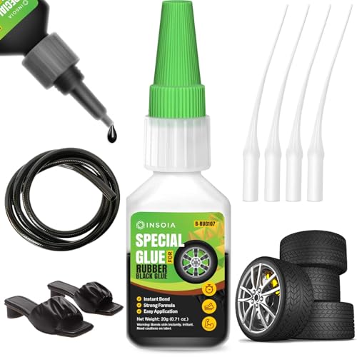 Black Rubber Glue, 20g Heavy Duty Rubber Adhesive for Tire, Tube, Shoes, Plastic, Metal & DIY Projects – Quick-Dry, Waterproof, Heat-Resistant Rubber Cement for Sidewalls, RC Tires & Auto Repair - size: 20 Grams * 1 Pack, style: Black Rubber Glue
