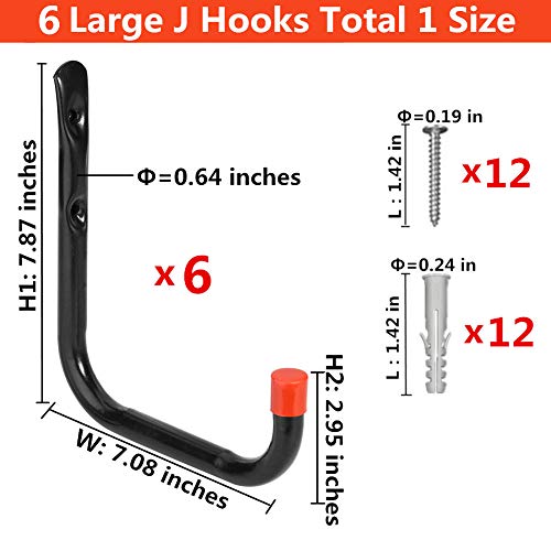Heavy Duty Garage Storage Hooks, Wall Mounted Garden Tools Storage Hook Utility Organizer (7.9Inch x 7.5Inch) - size: 7.9inch X 7.5inch