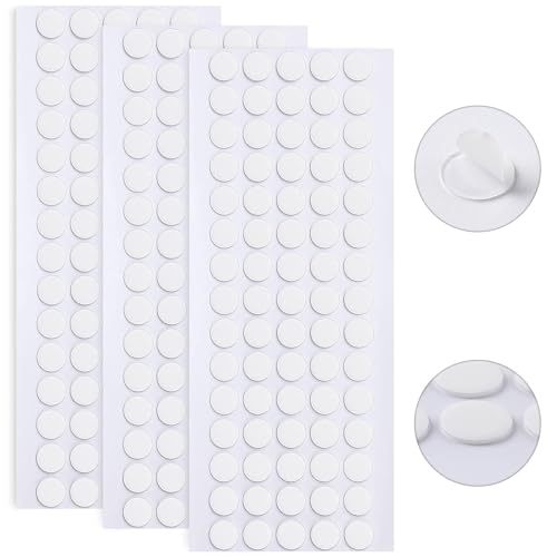 JANYUN 225 Pieces Double Sided Sticky Dot Stickers Removable Round Putty Clear Sticky Tack No Trace Super Sticky Putty Waterproof Small Stickers for Wall Wood Ceramic Metal Plastic (10mm) - size: 0.39" Round