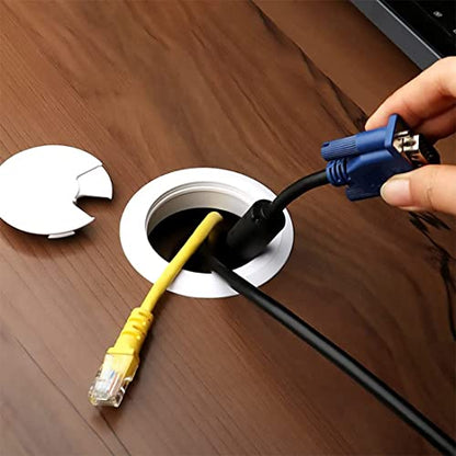 TuTuYa White Desk Grommet 2-3/8 Inch, Desk Cable Grommet 60mm Desk Cable Hole Cover with Hole Saw, Cable Pass Through, Ideal Solution for Office and Home Table Cable - color: 2-3/8 Inch_60mm White 8PCS
