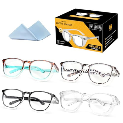 KeeiZoes Safety Glasses Anti Fog Goggles For Women, Nurses Protective Eyewear Blue Light & UV Blocking Eye Protection Glasses - color: Green Leopard + Black Leopard + Black + Clear