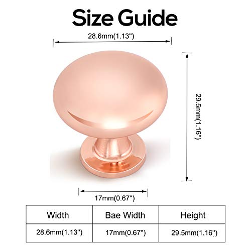15 Pack Solid Kitchen Drawer Knob Rose Gold Cabinet Knob Polished Polished Drawer Hardware,Euro Style Dresser Knob Round Furniture Hardware,Diameter:1-1/5" - color: Rose Gold