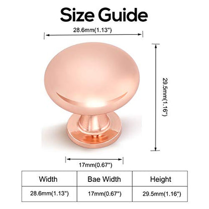 15 Pack Solid Kitchen Drawer Knob Rose Gold Cabinet Knob Polished Polished Drawer Hardware,Euro Style Dresser Knob Round Furniture Hardware,Diameter:1-1/5" - color: Rose Gold