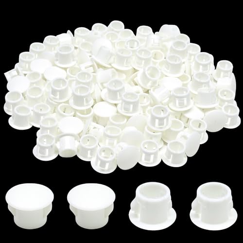 EASYEAH 5/16"(8mm) Plastic Hole Plugs, Flush Type Panel Snap in Locking Door Screw Shelf Hole Plug, Round Drilling Hole Cover Cabinet Furniture Cupboard Shelves Pipe Insert End Caps, 50PCS White - size: 5/16"/8mm