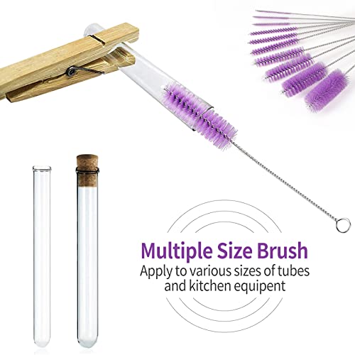 CiaraQ Bottle Cleaning Brushes, 8 Inch Nylon Tube Brush Set, Cleaner for Narrow Neck Bottles Cups with Hook, Set of 10pcs. - color: Purple, size: 8.0 Inch (10pcs)