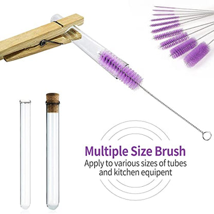 CiaraQ Bottle Cleaning Brushes, 8 Inch Nylon Tube Brush Set, Cleaner for Narrow Neck Bottles Cups with Hook, Set of 10pcs. - color: Purple, size: 8.0 Inch (10pcs)