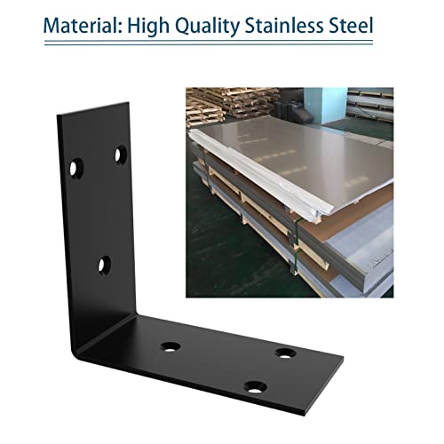 Black Stainless Steel Shelf Bracket,Joint Right Angle Bracket,L Shape Heavy Duty Metal Corner Brace Shelf Supporter for Wood Aufuga (16, 3.4x3.4x2) - size: 3.4x3.4x2