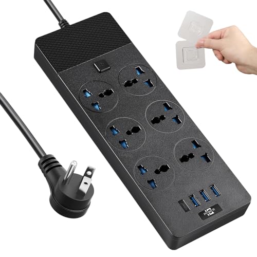 Universal Power Adapter, Jumpso 3000w Power Strip with 4 USB Ports (1 USB C), 6ft Extension Cord with International Outlets, 110-240v, European Travel Plug Adapter for Home Office Travel, Black - color: Black, size: US Plug