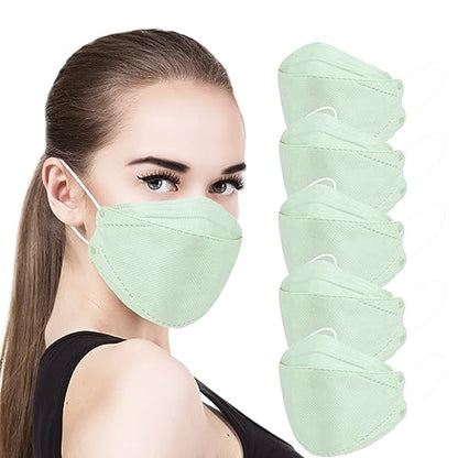 akgk KN95 Face Masks 50 Pack, 5-Ply Disposable Mint Green Face Mask Against PM 2.5 Smoke and Dust - color: Z-50 Pack-mint Green