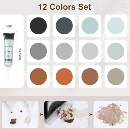 HARFINGTON 12 Colors Wood Filler Scratch Repair Kit Touch Up Filler Wood Paint for Repairing Scratches Cracks Holes on Wooden Floors Cabinet, Table, Gray Woods Series - color: Gray Woods Series