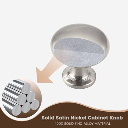 15 Pack Kitchen Cabinet Knobs, 1-3/16 Inch(29.5mm) Drawer Knobs Dresser Knobs,Satin Nickel Knobs Solid Drawer Pulls,Kitchen Cabinet Pulls for Dresser Drawers - color: Brushed Nickel